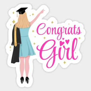 Girl Graduation Congrats Design Sticker